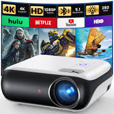 HAPPRUN Native 1080P Bluetooth-projektor, Full HD bärbar utomhusfilmprojektor med inbyggd högtalare