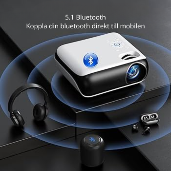 HAPPRUN Native 1080P Bluetooth-projektor, Full HD bärbar utomhusfilmprojektor med inbyggd högtalare
